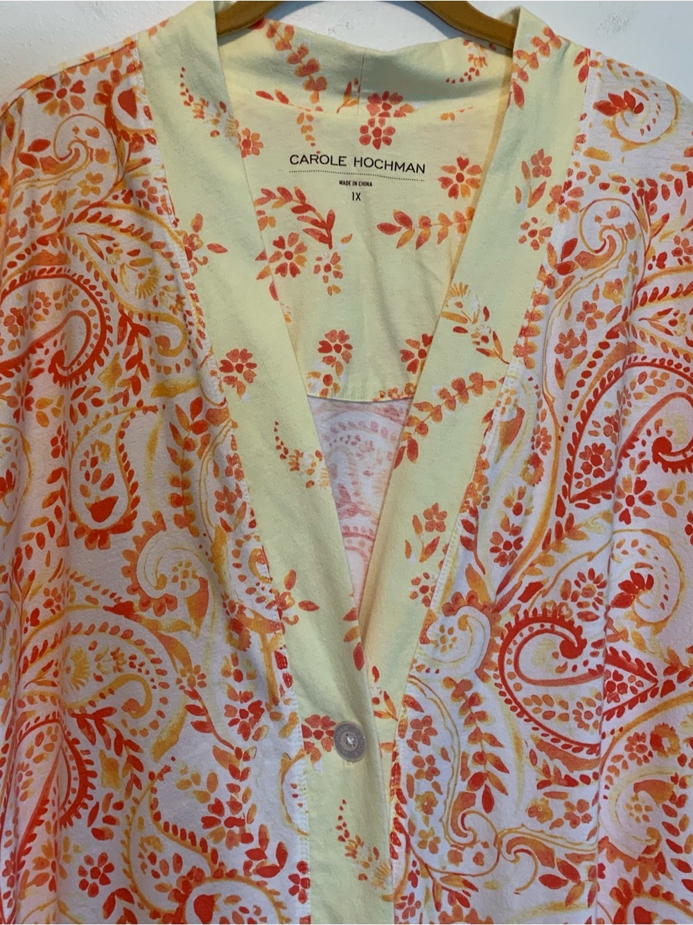Carole Hochman Cotton Paisley Summer Lounge Robe 1x - Picture 2 of 9